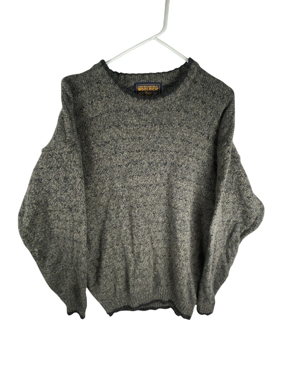 Woolrich Sweater Mens Large Gray Wool Nylon Crewneck Chunky Knit Pullover